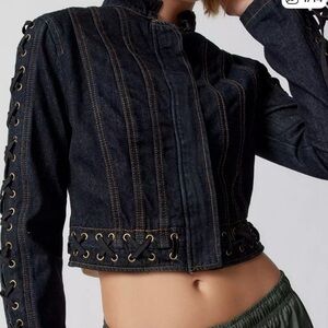 Lioness Midnight Blue Denim Jacket with Laces